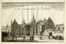 135388 Gezicht op het Bisschopshof te Utrecht vanaf de binnenplaats, met linksachter de daken van de huizen aan het Wed.